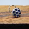 Natural Sapphire Nose Stud In 925 Sterling Silver | Silver Nose Ring | Nose Stud | Sapphire Nose Ring | Round Nose Stud | Flower Nose Stud NR0011-GS