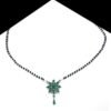 Natural gemstone Mangalsutra Necklace in 925 Sterling Silver , Green Onyx , Black Beads Silver Chain, Gift For Her , Traditional Necklace NL0151-GS