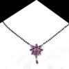 Natural gemstone Mangalsutra Necklace in 925 Sterling Silver , Natural Ruby , Black Beads Silver Chain , Gift For Her , Traditional Necklace NL0150-GS