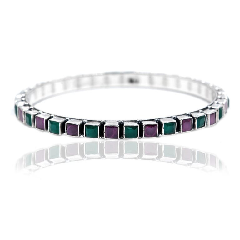 Natural Emerald Ruby, Sapphire Bangle, Silver jewelry,925 Sterling Silver Bangle, Gift, Handmade Bangle, Gemstone Bangle-Size 2-6 B0018-GS