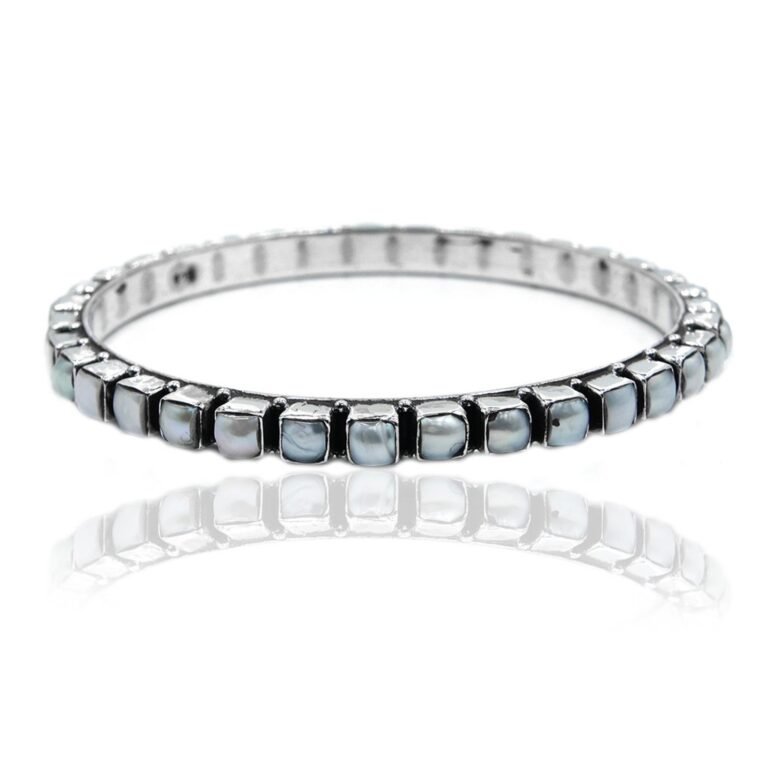 Natural Fresh water pearl Bangle, Silver jewelry,925 Sterling Silver Bangle, Gift, Handmade Bangle, Gemstone Bangle-Size 2-6 B0020-GS