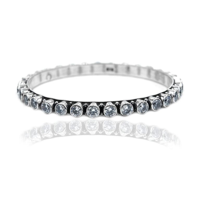 Natural Cubic zirconia bangle, Silver jewelry,925 Sterling Silver Bangle, Gift, Handmade Bangle, Gemstone Bangle-Size 2-6 B0021-GS