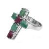 Dainty Cross Ring , 925 Sterling Silver Ring , Minimalist Ring , Wedding Ring , Cross Ring , Natural Ruby, Emerald Ring , Gift For Her R0073-GS