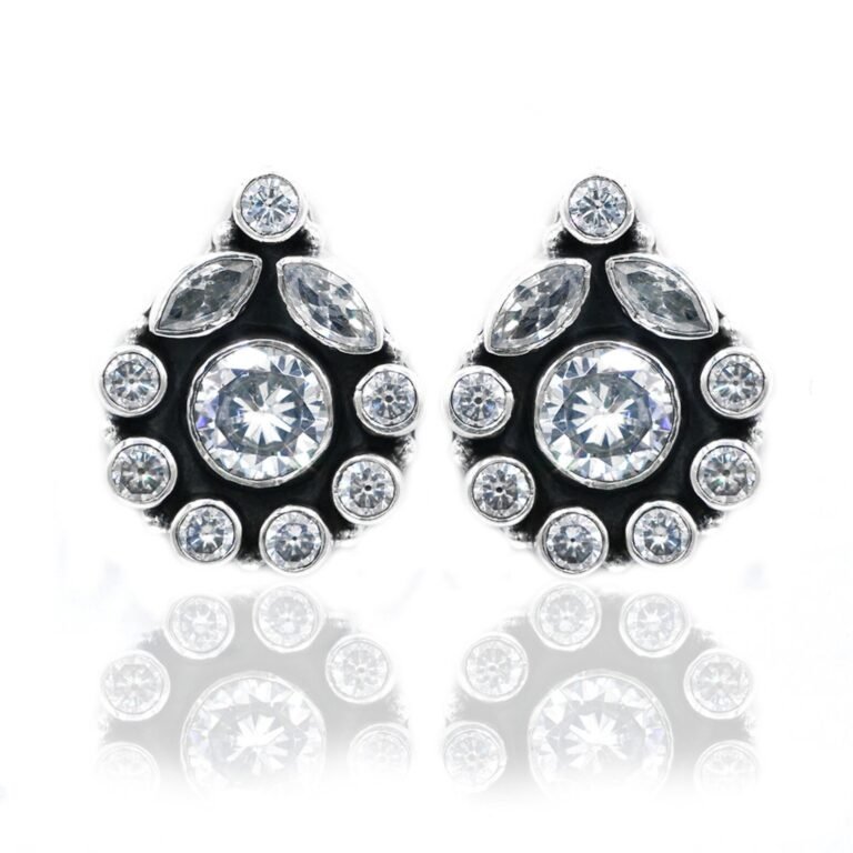 925 Sterling Silver Jewelry earring stud With gemstone zircon faceted for Girls & Women gift item E0291-GS