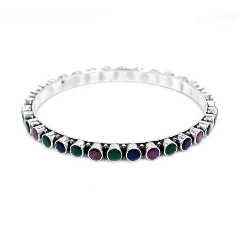 Natural Emerald Ruby, Sapphire Bangle, Silver jewelry,925 Sterling Silver Bangle, Gift, Handmade Bangle, Gemstone Bangle-Size 2-5 B0017-GS