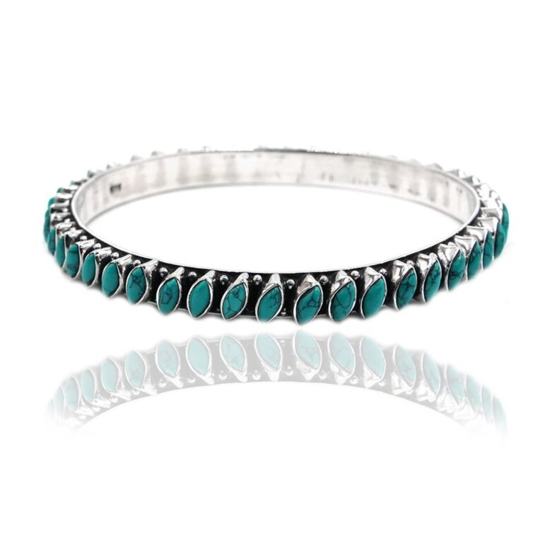 Natural Turquoise Bangle, Silver jewelry,925 Sterling Silver Bangle, Gift, Handmade Bangle, Gemstone Bangle-Size 2-6 B0016-GS