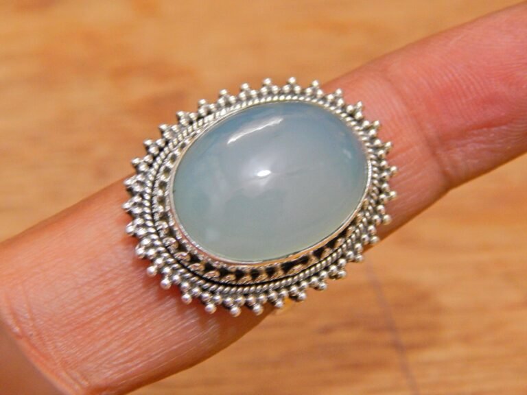 Chalcedony Gemstone sterling silver handmade ring , gift for her , natural gemstone , love stone , Anniversary gift ideas , Statement Rings R0058-GS