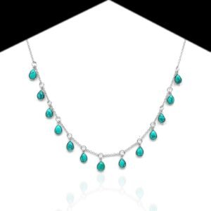 Dainty Choker Turquoise Necklace ,Gemstone Necklace , Wedding Jewelry , Gift Item , Choker Necklace , Anniversary Gift , 925 Sterling Silver NL0110-GS