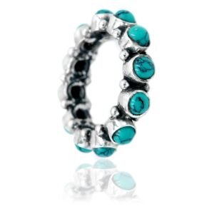 Natural Turquoise Eternity Ring in 925 sterling Silver, Minimalist ring, Wedding ring, Kid's ring, Gift For Her, Boho Ring, Gift Item R0247-GS