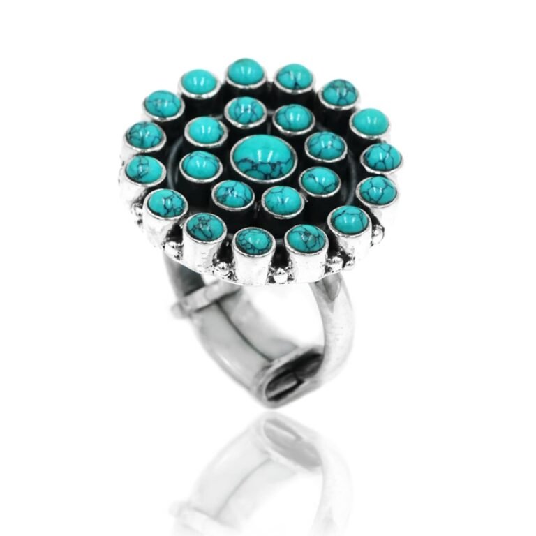 Natural Turquoise Ring in 925 Sterling Silver, Vintage Jewelry ,Floral Jewelry, 925 Silver Ring, Turquoise ring, Handmade Ring, Gift Item R0065-GS