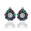 925 Sterling Silver Jewelry earring stud With gemstone ruby, Emerald ,Sapphire and zircon faceted for Girls & Women gift item E0290-GS