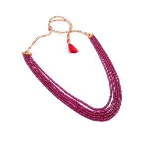 Natural Ruby Bridal Necklace, Wedding Jewelry , Traditional Necklace , Beaded Necklace , Gemstone Necklace , Gift For Her , Anniversary Gift NL0022-GS