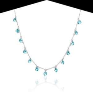 Dainty Choker Blue Topaz Necklace ,Gemstone Necklace , Wedding Jewelry , Gift Item , Topaz Necklace , Anniversary Gift , 925 Sterling Silver NL0111-GS