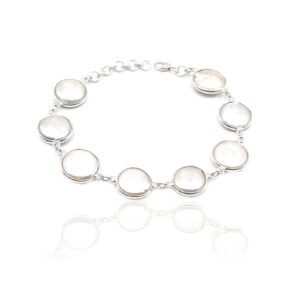 Natural Coin Shape pearl Bracelet in 925 Sterling Silver, Vintage Bracelet, Bezel Bracelet, handmade Jewelry Genuine Pearl Silver Bracelet BR0104-GS