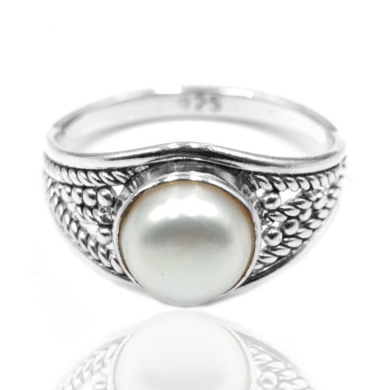 Natural White Fresh Water Pearl Ring | 925 Sterling Silver | Round Pearl Ring |Freshwater Pearl | Pearl Ring | Anniversary Ring | Gift Item R0062-GS