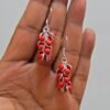 Grapes bunch coral Earring ,925 Sterling Silver Jewelry earring with gemstone coral Earring cabochon for Girls & Women Gift Item E0065-GS