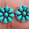 Turquoise Earrings, Stud Earrings, Dainty Minimalist Earrings, Delicate Small Earrings, 925 Sterling Silver, Simple Handmade Earrings E0037-GS