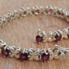 Natural Garnet Pure 925 Solid Silver Exclusive Round Shape Red Color Natural GARNET ARTISAN DESIGNER Bracelet Amazing Women's BR0165-GS