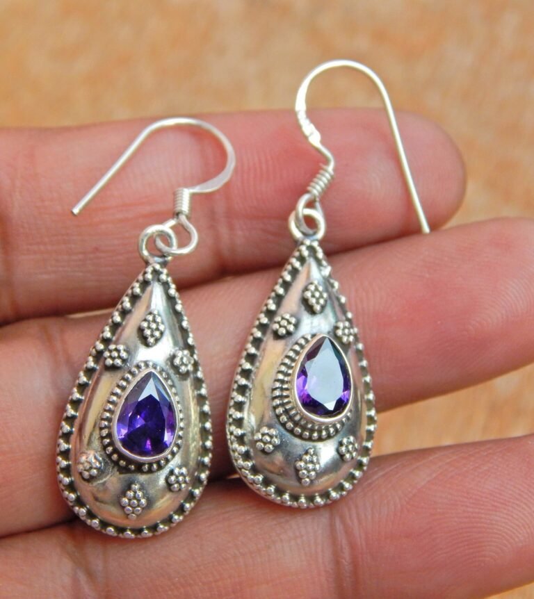 Amethyst Earring, 925 Silver Earring, Amethyst jewelry handmade earring gift for her women earring E0836-GS