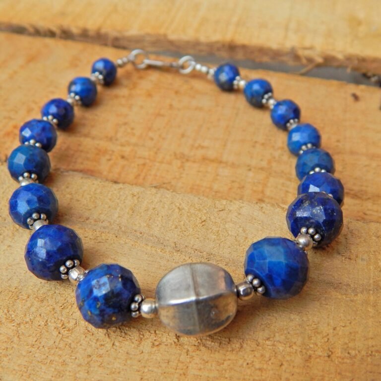 Genuine Lapis Faceted Beaded Bracelet ,925 Sterling Silver Jewelry With Gemstone Genuine Lapis For Girls Women Gift item handmade braclet BB0007-GS