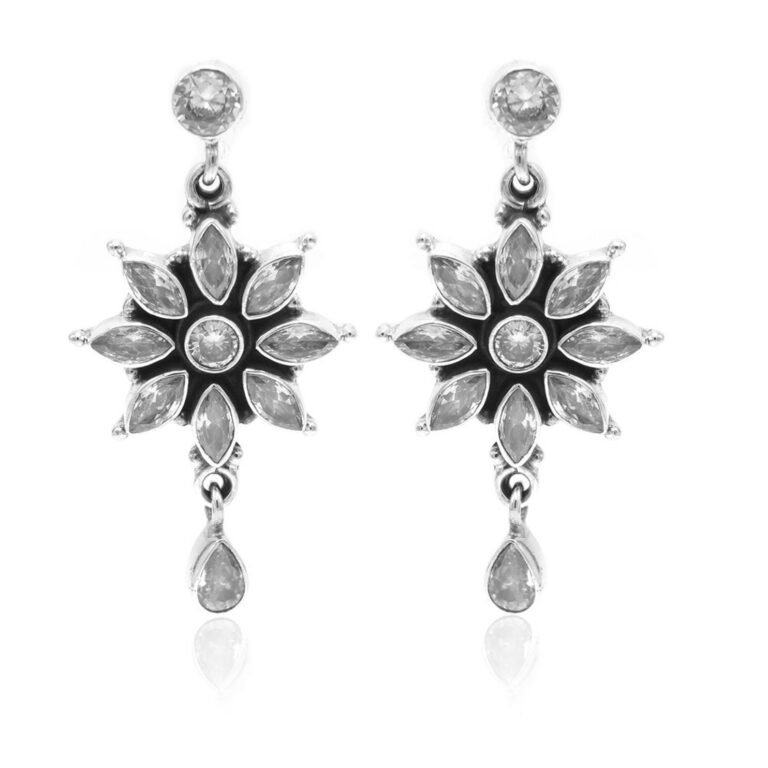 Cubic Zirconia Earring Stud in 925 Sterling Silver, Wedding Earring, Delicate Earring, Drop Studs Gift For Her Anniversary Gift Gift Item E0538-GS