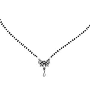 Natural Cubic Zirconia Mangalsutra Necklace 925 Sterling Silver Black Beads Silver Chain Gift For Her Traditional Necklace Gemstone Necklace NL0236-GS