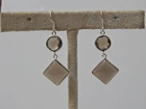 Smoky Quartz Earring ,fancy cut Earring, gemstone Smoky Quartz 925 sterling silver Earring handmade earring, wedding earring , gift earring E0042-GS