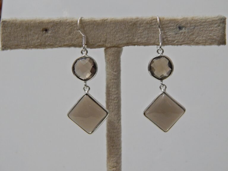 Smoky Quartz Earring ,fancy cut Earring, gemstone Smoky Quartz 925 sterling silver Earring handmade earring, wedding earring , gift earring E0042-GS