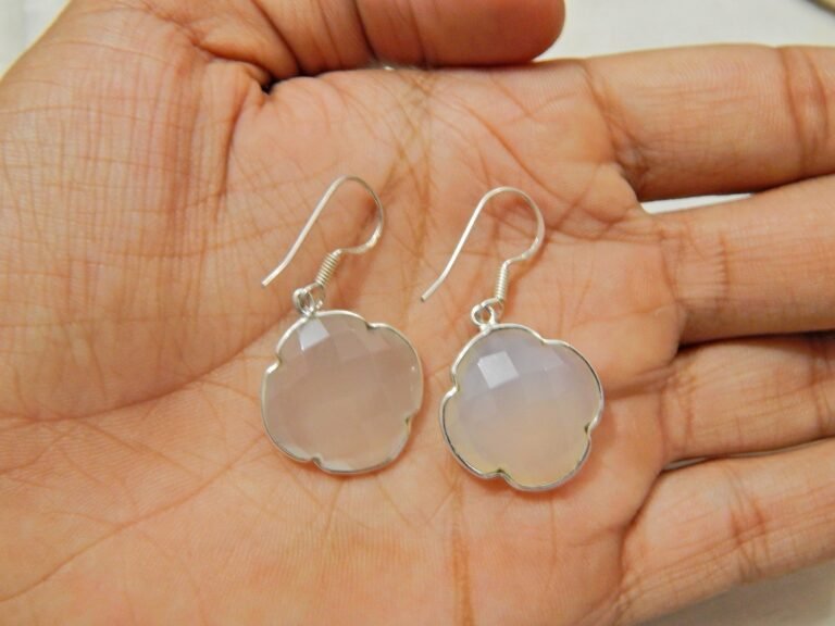 white Moonstone, Gemstone Earring 925- Sterling Silver Earring Round White Stone Earring, Gift for Her E0438-GS