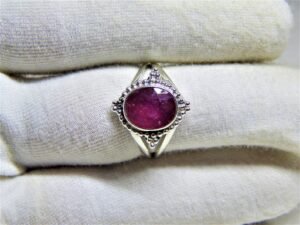 Sterling Silver Ruby Ring-Engagement Silver Ring-Promise Silver Ring-Handmade Birthstone Ring-Faceted Ruby Ring-Stackable Ring Gift For Her R0028-GS