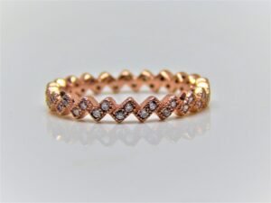 Cubic Zirconia Ring Eternity Ring 925 Sterling Silver Jewelry, Rose Gold Finish Band Wedding Jewelry Gift For Her CZ Jewelry R0281-GS