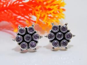 Pink Zircon Earring Stud 925 Sterling Silver Earring Stud, Handmade Earring, Gemstone Pink Zircon faceted Earring Stud, Gift For Her E0041-GS
