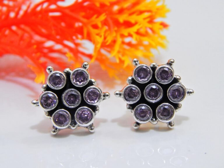 Pink Zircon Earring Stud 925 Sterling Silver Earring Stud, Handmade Earring, Gemstone Pink Zircon faceted Earring Stud, Gift For Her E0041-GS