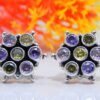 Dainty Multi Gemstone Earring Studs 925 Sterling Silver , Tiny Earrings , Minimalist Earrings , Gift Item , Wedding Jewelry , Gift Earring E0062-GS