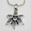 Cubic Zirconia Floral Pendent 925 Sterling Silver Classic CZ Pendant with 925 Sterling Silver Chain, White Pendent , Wedding Jewelry Gift P0003-GS