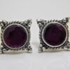 Dainty Ruby Earring Stud 925 Sterling Silver , Tiny Earrings , Minimalist Earrings , Handmade Earring, Wedding Jewelry , Anniversary gift E0081-GS