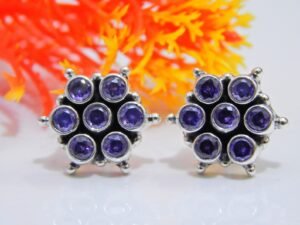 Purple Zircon Earring Stud 925 Sterling Silver Earring Stud, Handmade Earring, Gemstone Purple Zircon faceted Earring Stud, Gift For Her E0032-GS