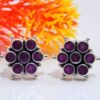 Ruby Earring Stud 925 Sterling Silver, Minimalist Earrings , Handmade Earring, Wedding Jewelry, Pink Earring, Circle Earring, Gift For Her E0074-GS
