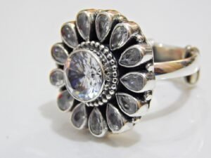 Cubic Zirconia Rings 925 Sterling Silver Jewelry Wedding Ring Adjustable Ring Handmade Ring Silver Jewelry Gift For Girls & Women Gift item