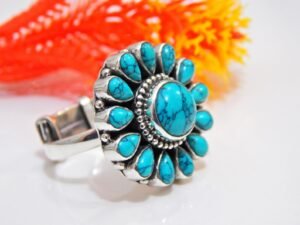 Natural Turquoise 925 Sterling Silver Ring Adjustable Ring Wedding Ring Blue Gemstone Turquoise Ring Gift For Her Handmade Jewelry