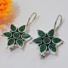 Natural Green Onyx Earring Stud 925 Sterling Silver Jewelry , Handmade Jewelry , Floral Green Earring , Wedding Earring , Gift For her E0022-GS