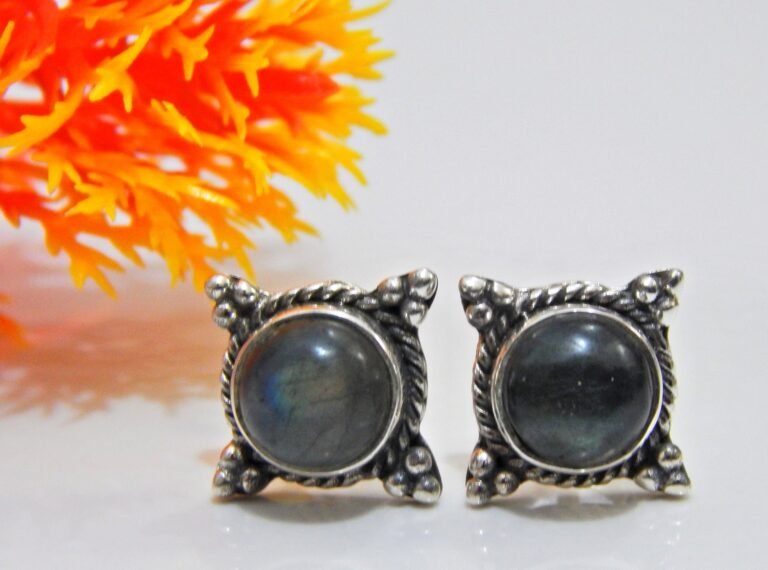 Genuine Labradorite Stud Earring, 925 Sterling Silver Jewelry, Handmade Earring, Earring With gemstone Labradorite Cabochon , Gift For Her E0024-GS