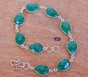 Green onyx Bezel Gemstone bracelet, Silver jewelry,925 Sterling Silver bracelet, Gift, Handmade bracelet, Green onyx Gemstone bracelet BR0183-GS