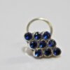 Natural Sapphire Nose Stud In 925 Sterling Silver | Silver Nose Ring | Nose Stud | Sapphire Nose Ring | Round Nose Stud | Flower Nose Stud NR0016-GS