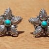 Turquoise Stud Earrings In 925 Sterling Silver Jewelry , Flower Studs, Dainty Studs, Stone Earrings, Genuine turquoise Gemstone Earring Stud E0017-GS