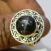 Natural Black Star Ring 925 Sterling Silver Jewelry, Handmade Designer Ring With Gemstone Black Star Round Cabochon, Sterling Silver Ring R0283-GS