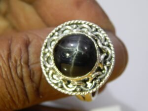 Natural Black Star Ring 925 Sterling Silver Jewelry, Handmade Designer Ring With Gemstone Black Star Round Cabochon, Sterling Silver Ring R0283-GS