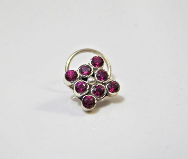 Dainty Ruby Nose Ring Stud in 925 Sterling Silver Minimalist Nose Stud Gift For Her Ruby Nose Stud Ruby Jewelry Silver Nose Ring Stud NR0015-GS