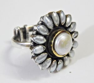 Natural Fresh Water Pearl Ring-925 Sterling Silver Jewelry ring with gemstone Pearl for Girls & women gift item handmade ring R0257-GS