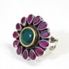 Natural Ruby Ring, Green onyx in 925 Sterling Silver, floral Ring, Handmade Ring, Vintage Ring, Ruby Ring, Gift Item, Pave Cut, Women Ring R0248-GS